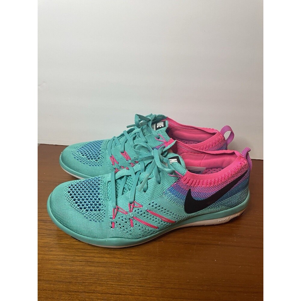 Nike Free TR Focus Flyknit Sneakers Women’s Size 6.5 Hyper Jade Pink Blast Shoes